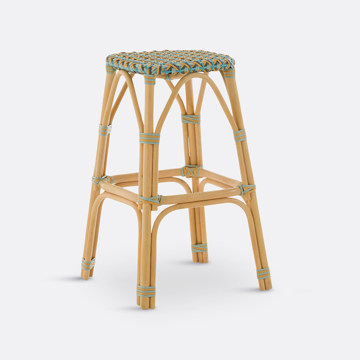 Tabouret de bar, en canne de rotin et résine tressée, hauteur 66 cm, MUSETTE vert multicolore, LA REDOUTE INTERIEURS