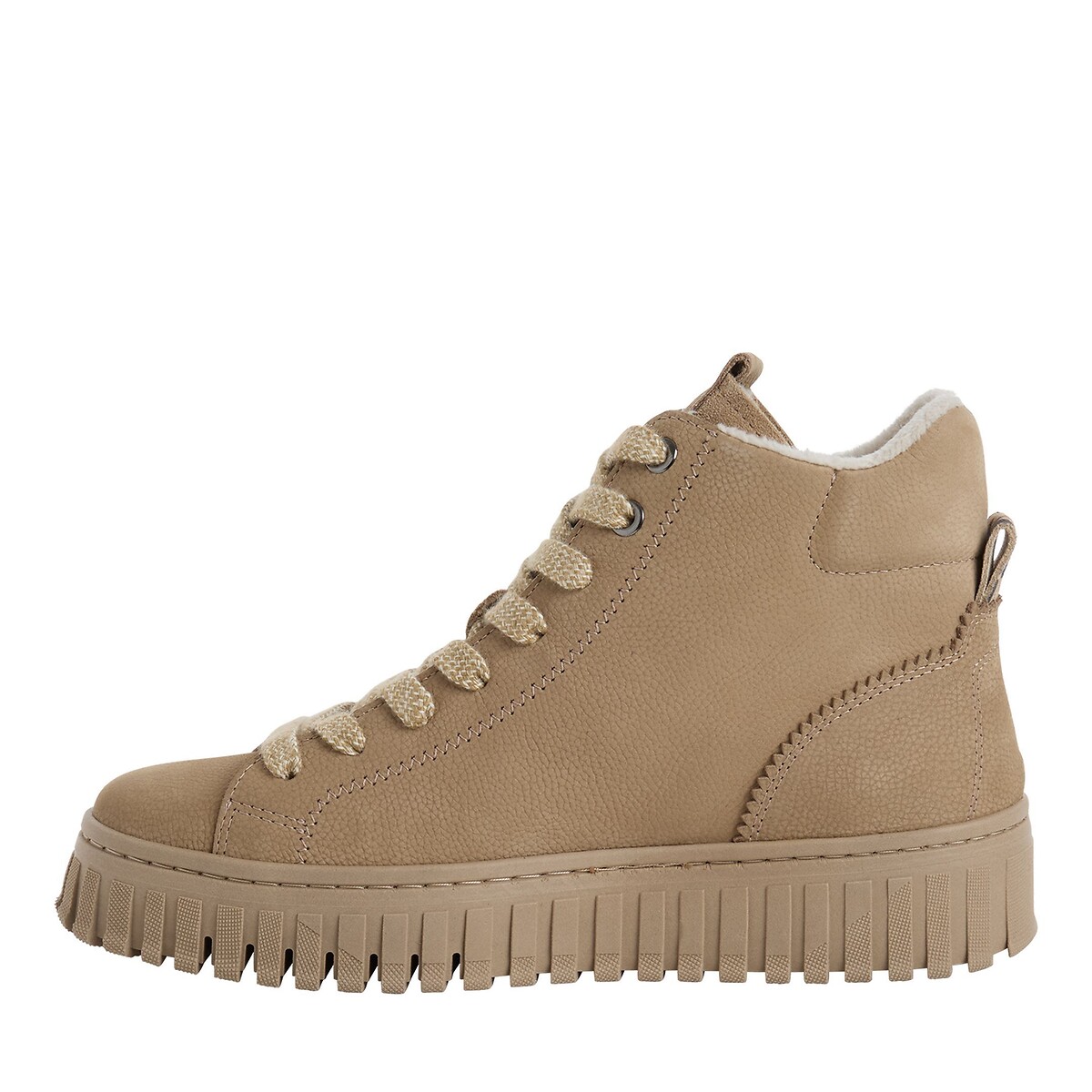 High Top Leather Trainers beige, TAMARIS