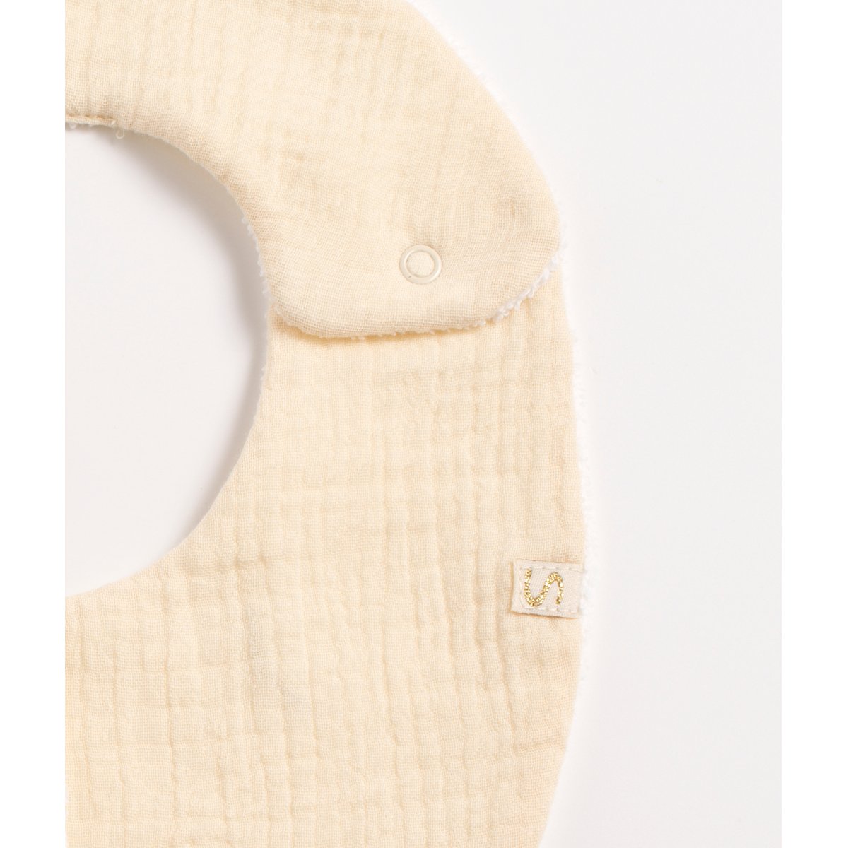 Lot de 2 bavoirs en double gaze de coton beige, SAUTHON