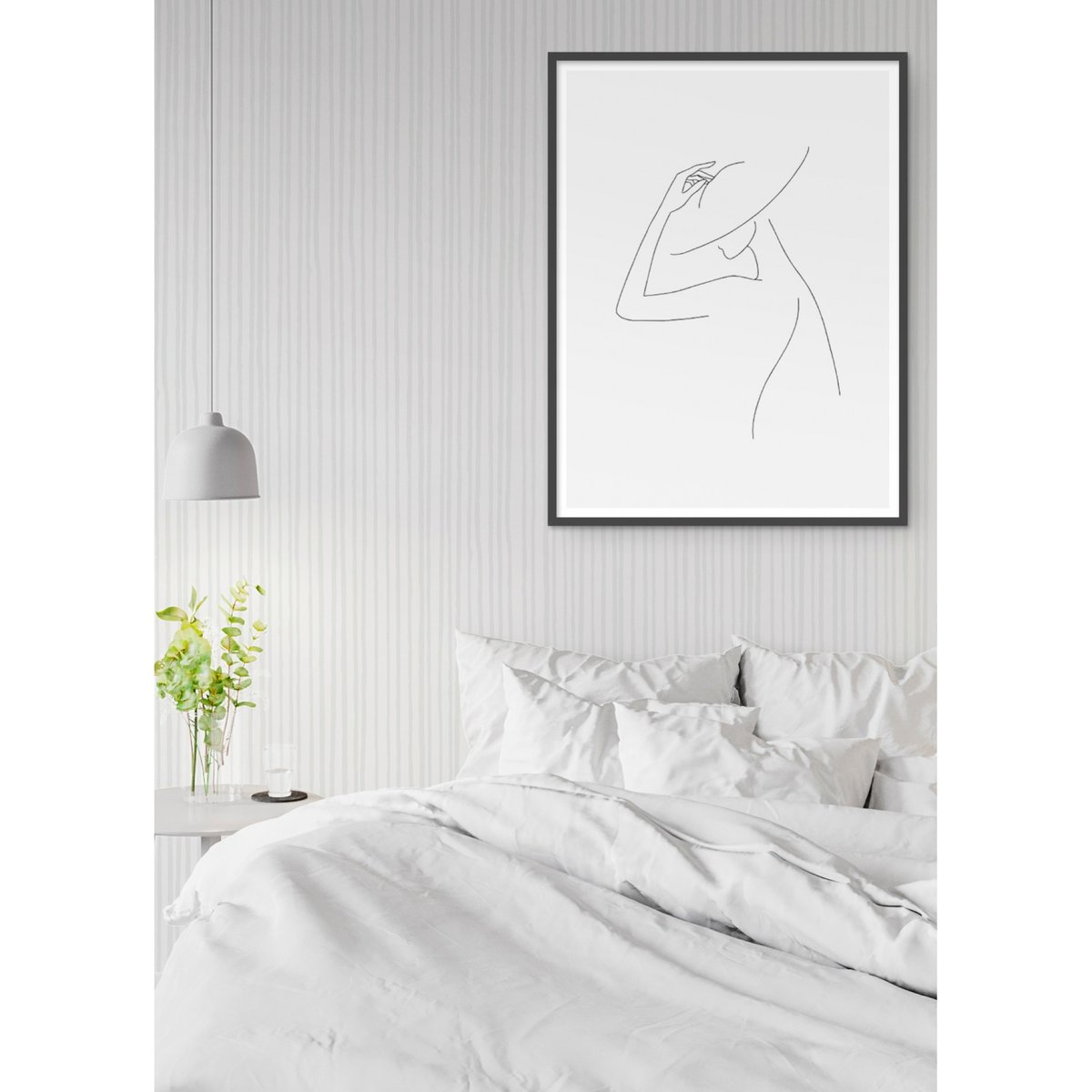 Affiche Line Art Women 3 blanc, L'AFFICHERIE