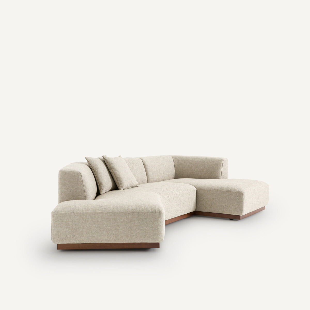 Canapé d'angle droit ouvert texturé viscose lin, Jacopo naturel, AM.PM