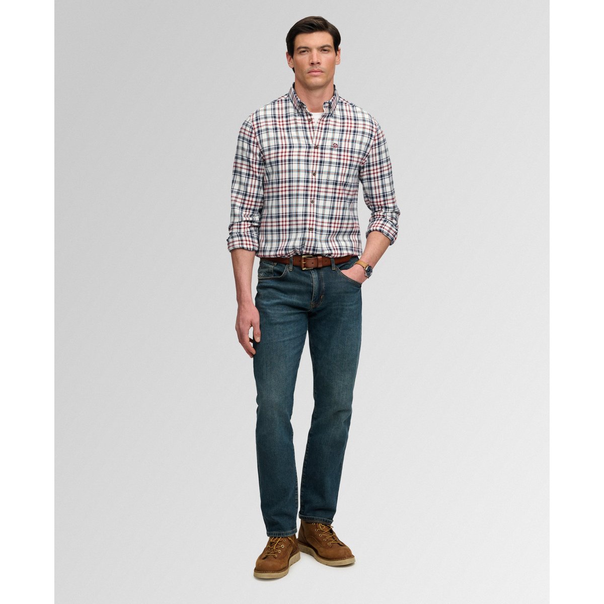 Chemise Lumberjack en Coton à Manches Longues carreaux oregon blanc, SUPERDRY
