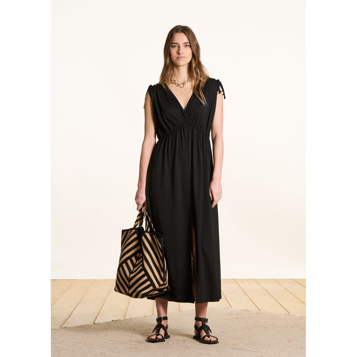 Robe longue en lyocell noir, LA FEE MARABOUTEE