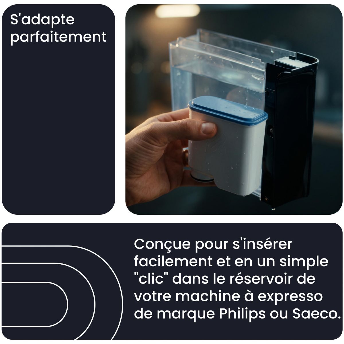 Cartouche filtrante pour expresso broyeur, compatible Philips et Saeco - Lot de 4 couleur unique, ESSENTIEL B