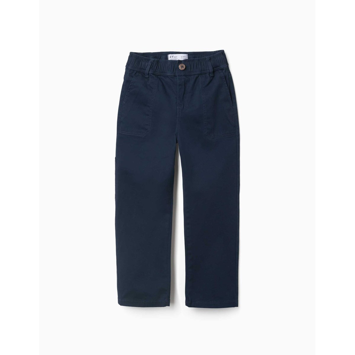 Pantalon de charpentier en sergé avec taille élastiquée bleu foncé, ZIPPY