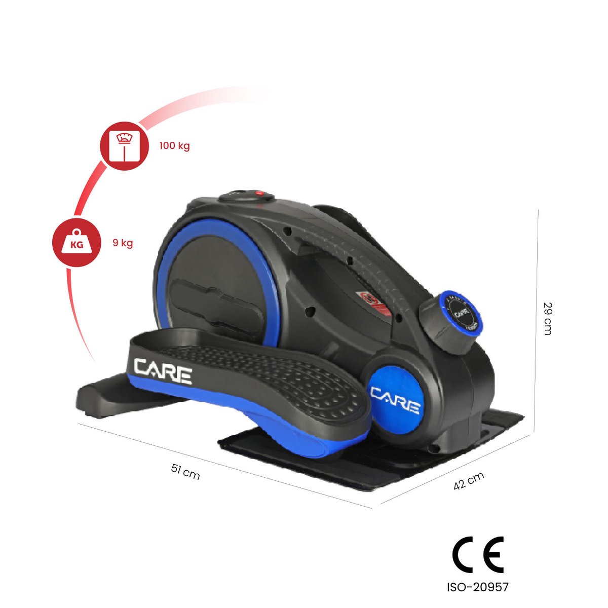 Mini elliptique ELLIPTER - CARE - Manuel et magnétique bleu, CARE FITNESS