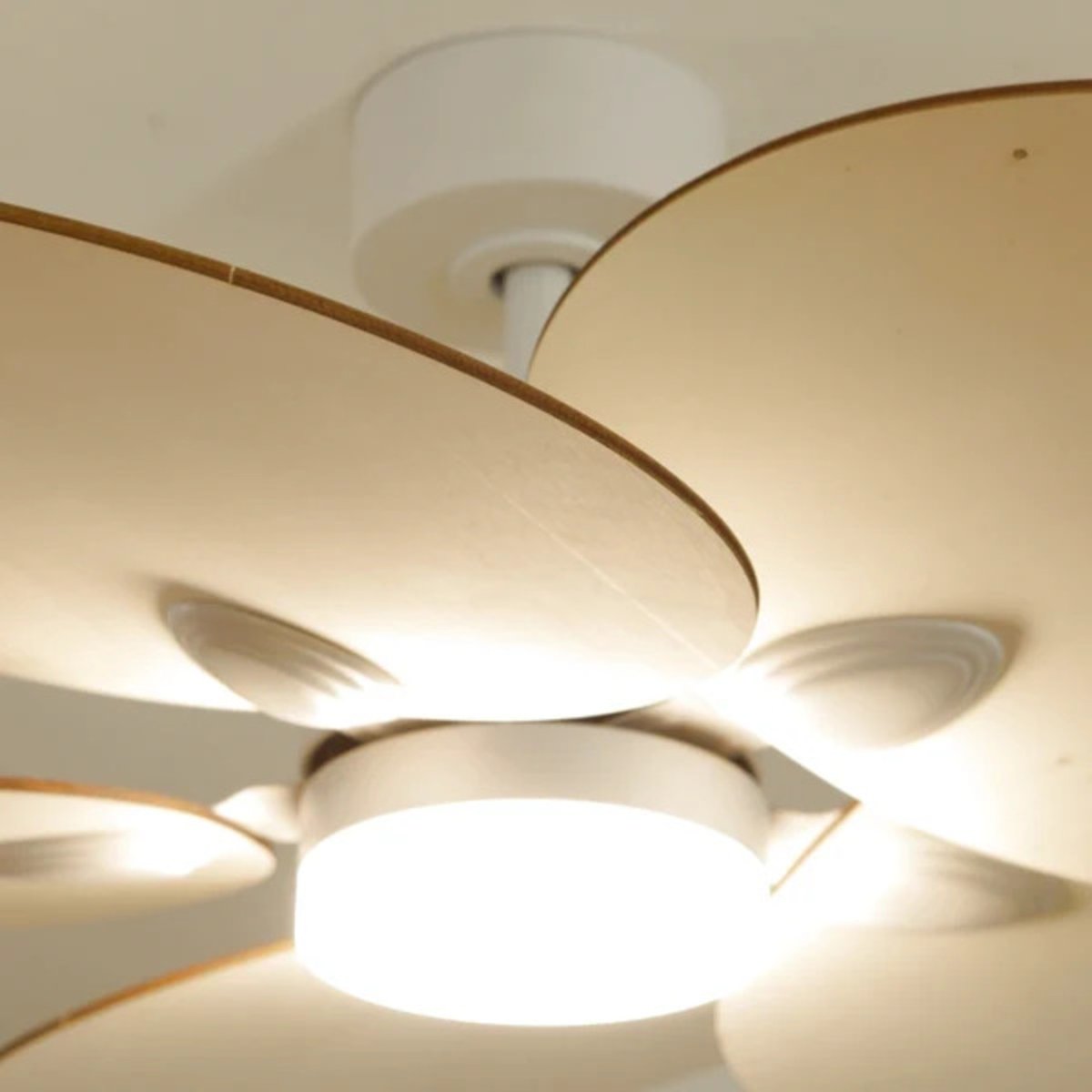 Plafonnier ventilateur en bois de peuplier LOTUS bois clair, ATELIER LOUPIOTE