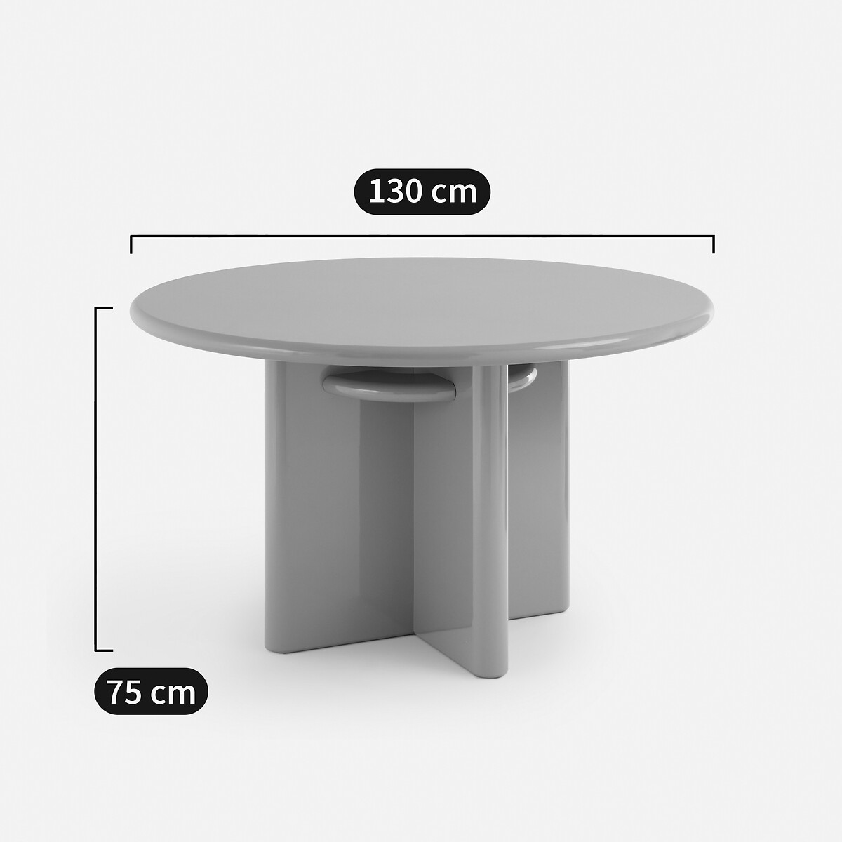 Table à manger ronde, laquée, 4 couverts, diamètre 130 cm, MARVELA ecru, LA REDOUTE INTERIEURS