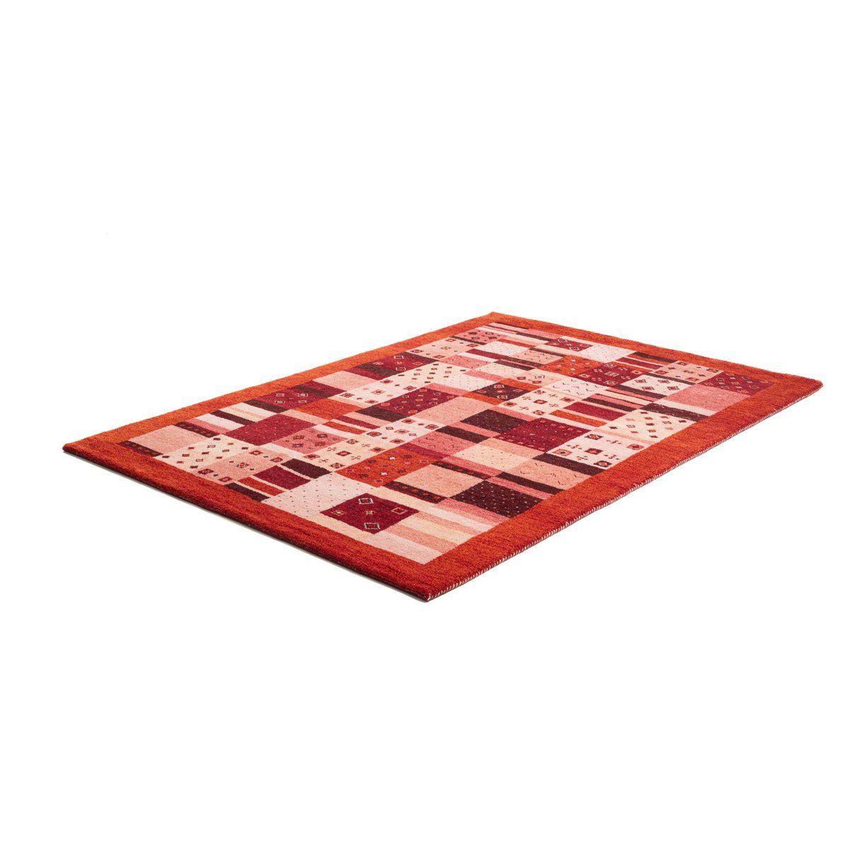 Tapis en laine vierge noué à la main rouge, THEKO