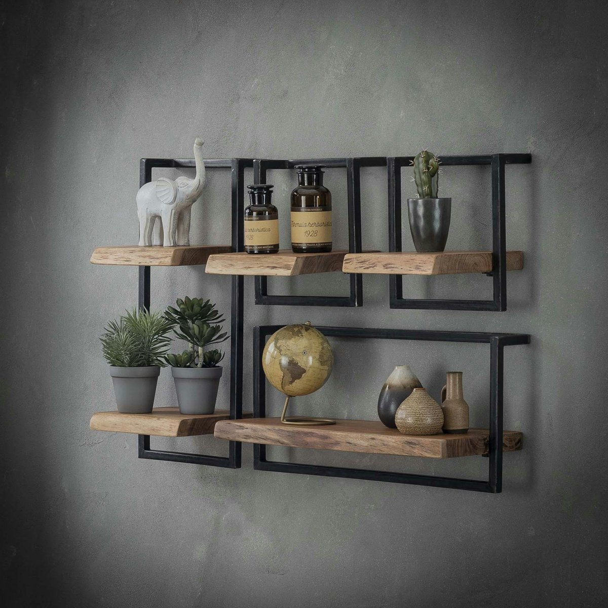 Etagère murale industrielle bois et métal 65 cm MELBOURNE bois naturel, PIER IMPORT