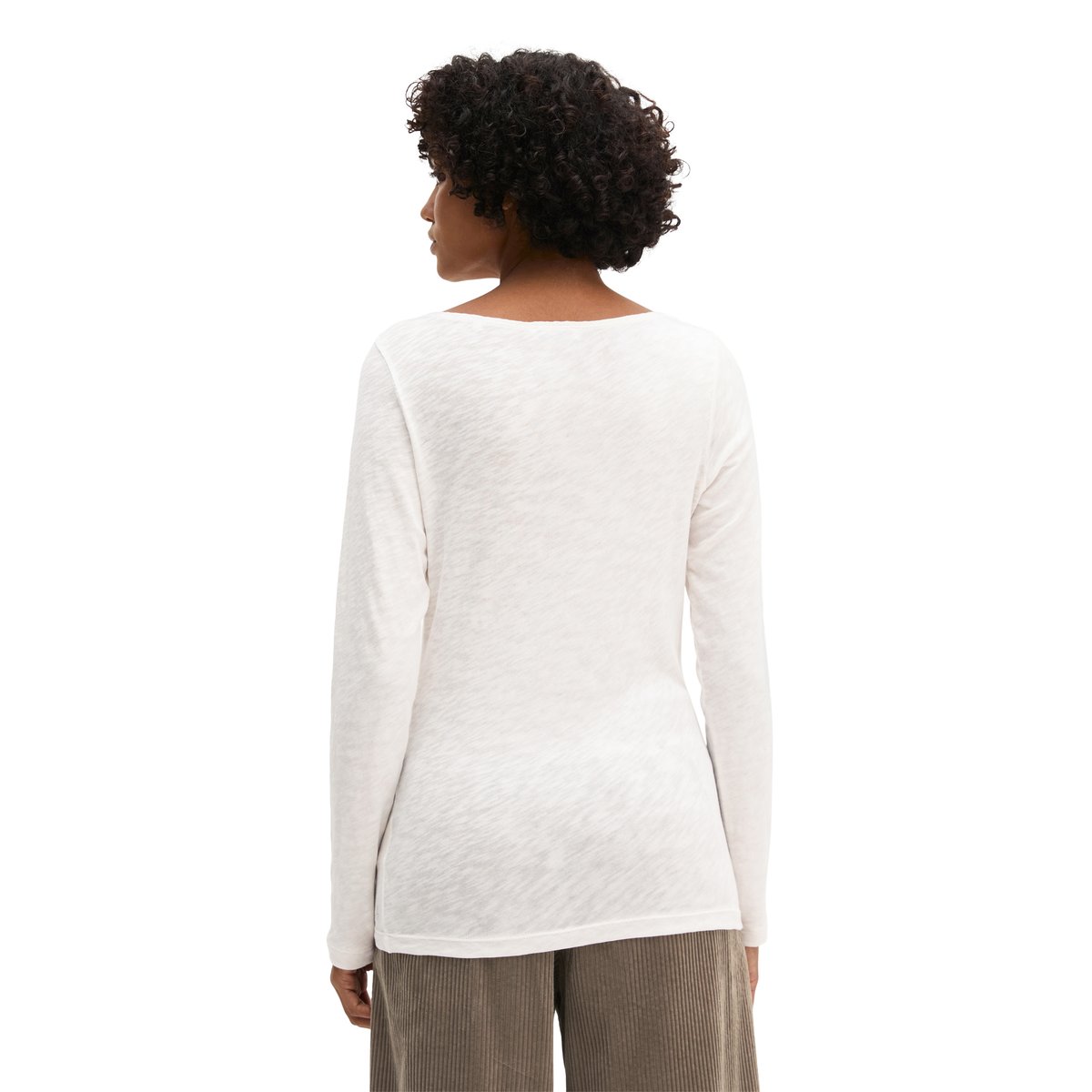 T-shirt à manches longues U-Boot coupe classique en qualité Organic Cotton blanc, MARC O'POLO