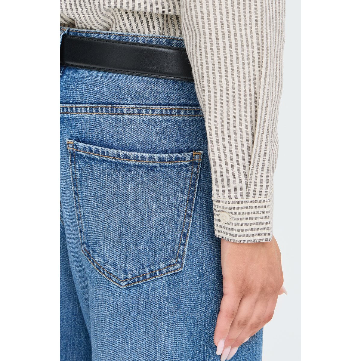 Á manches longues marron java marshmallow stripe, B.YOUNG