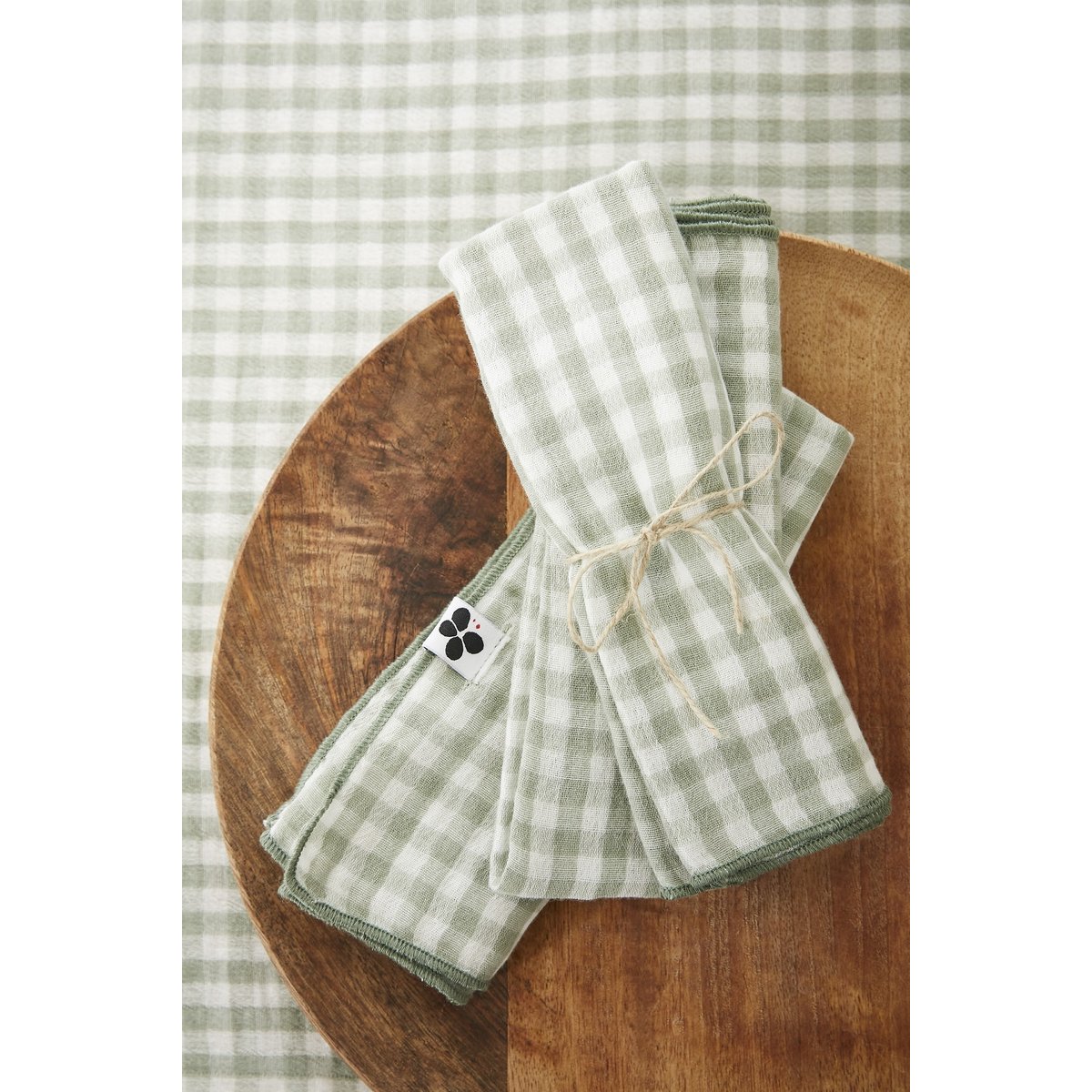 3 Serviettes de table en gaze de coton Vickie vichy eucalyptus, EDEN
