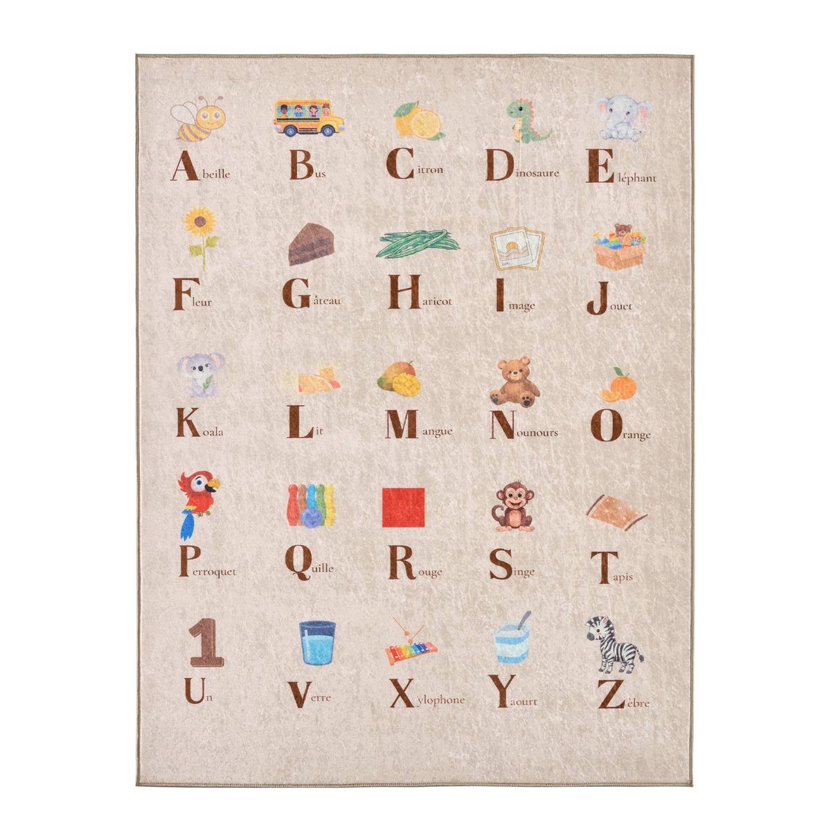 Tapis éducatif intérieur enfant beige abécédaire SCOTY beige, SWEEEK