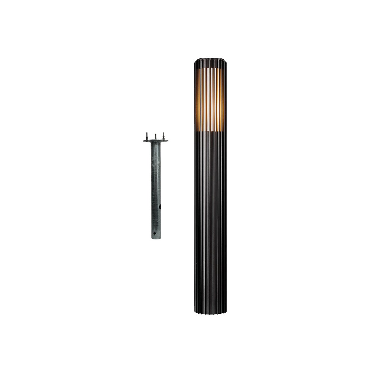 Potelet à l'architecture cylindrique et d'un minimalisme moderne en aluminium, ALUDRA 95 noir, NORDLUX