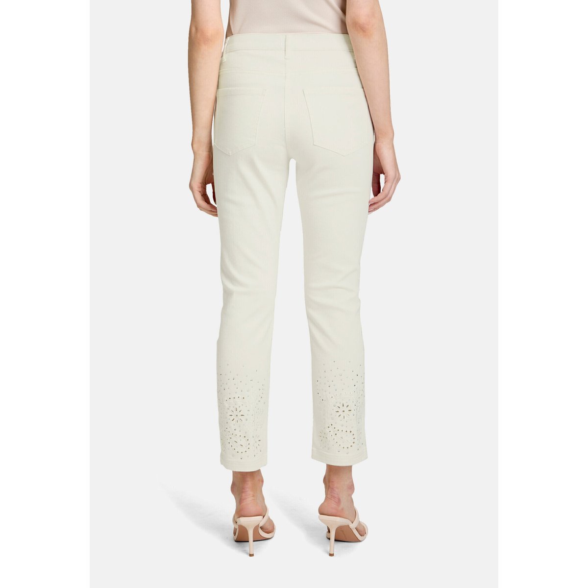 Pantalon casual à broderies blanc, BETTY BARCLAY
