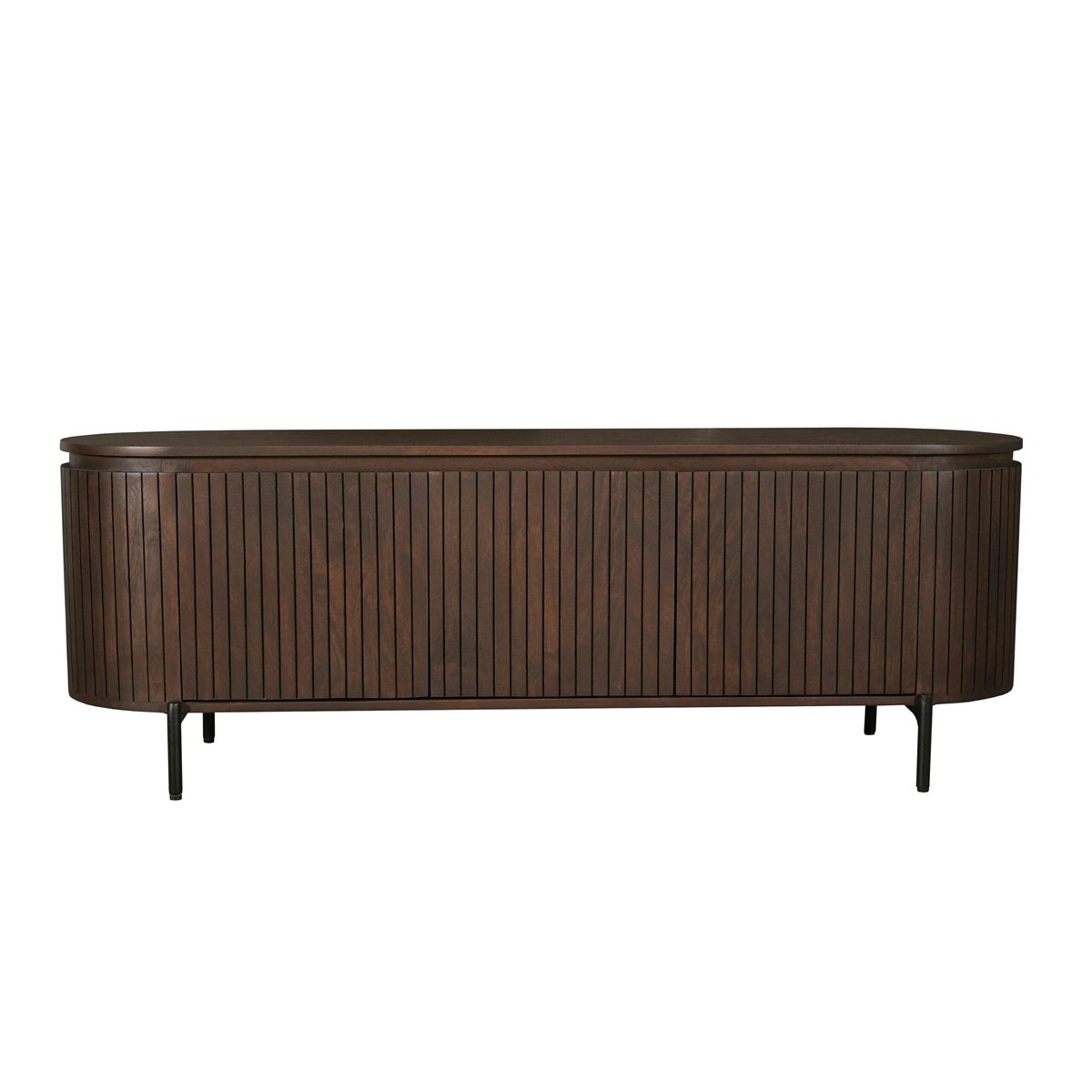 Meuble TV 3 portes bois marron rainuré 165 cm CALERO marron, PIER IMPORT
