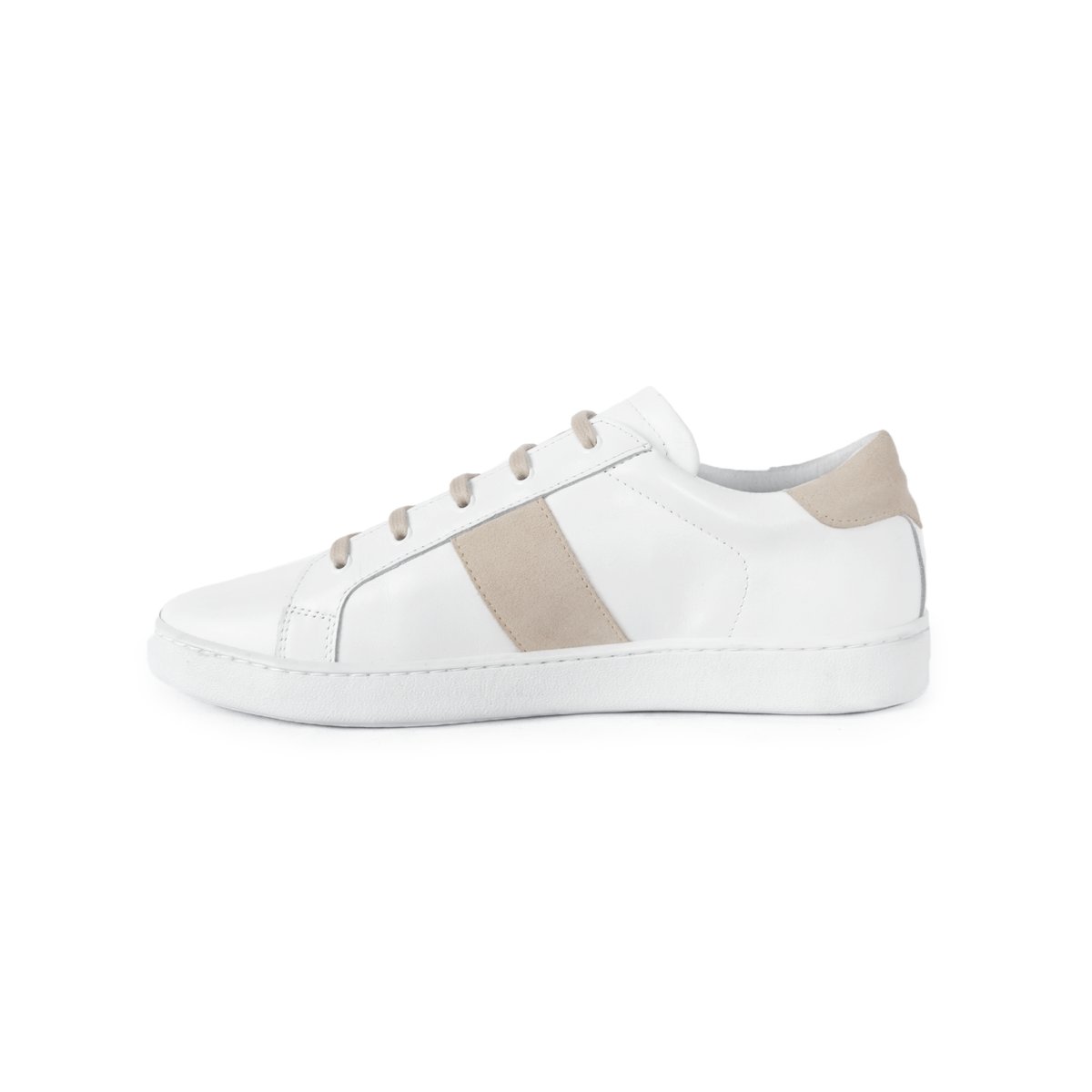 Tennis lacet Arthur cuir blanc/camel, JULES & JENN