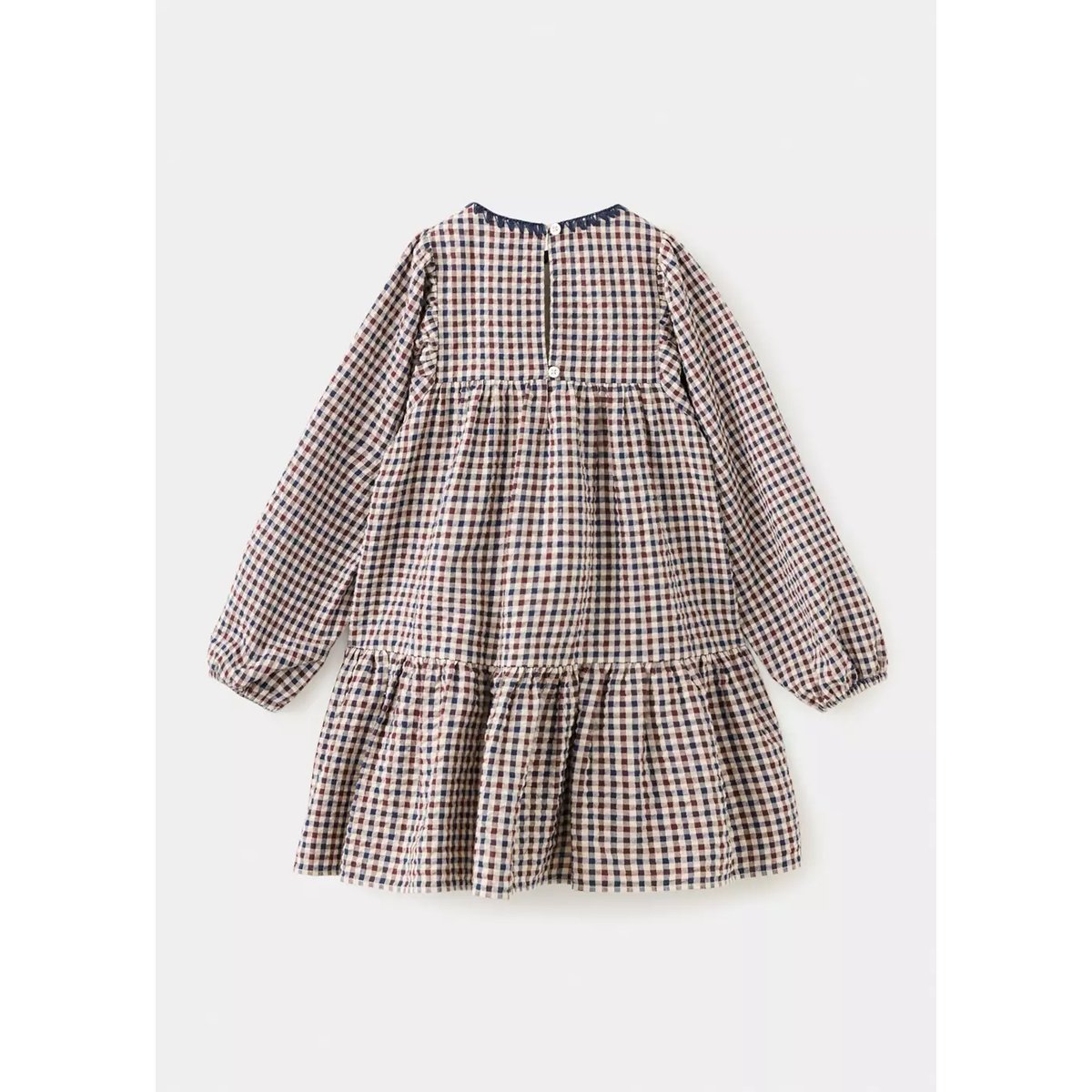 Robe en coton à imprimé vichy bleu marine, MANGO BABY