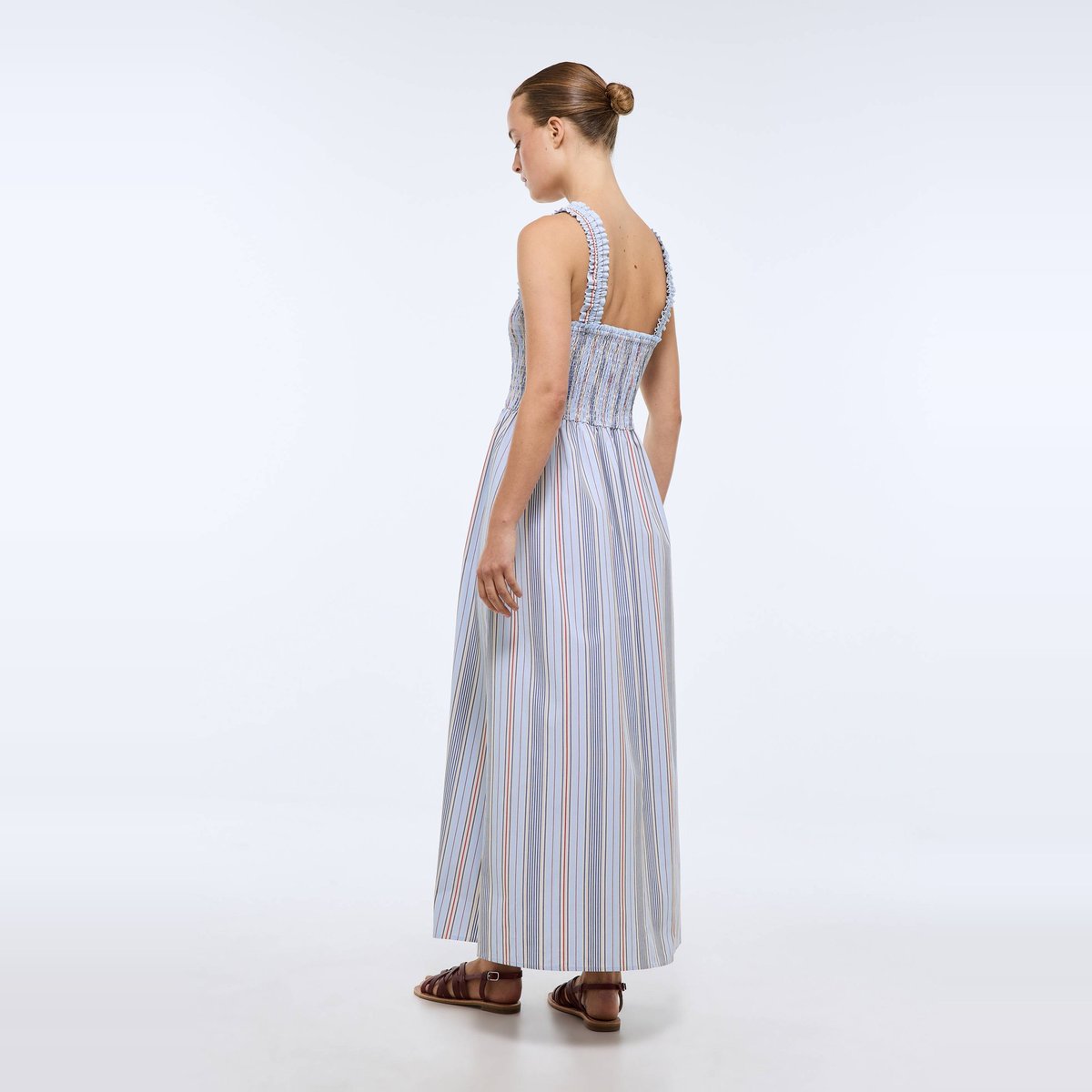 Robe midi smockée et rayée avec bretelles amovibles en coton BIO GOTS flots, MONOPRIX