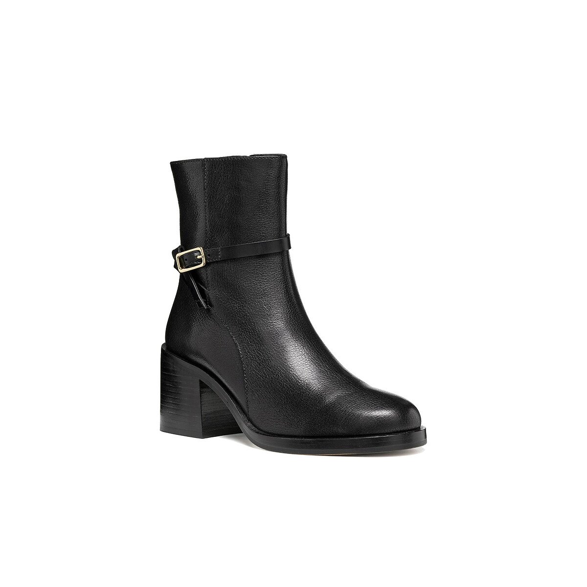Sobima Heeled Leather Ankle Boots black, GEOX
