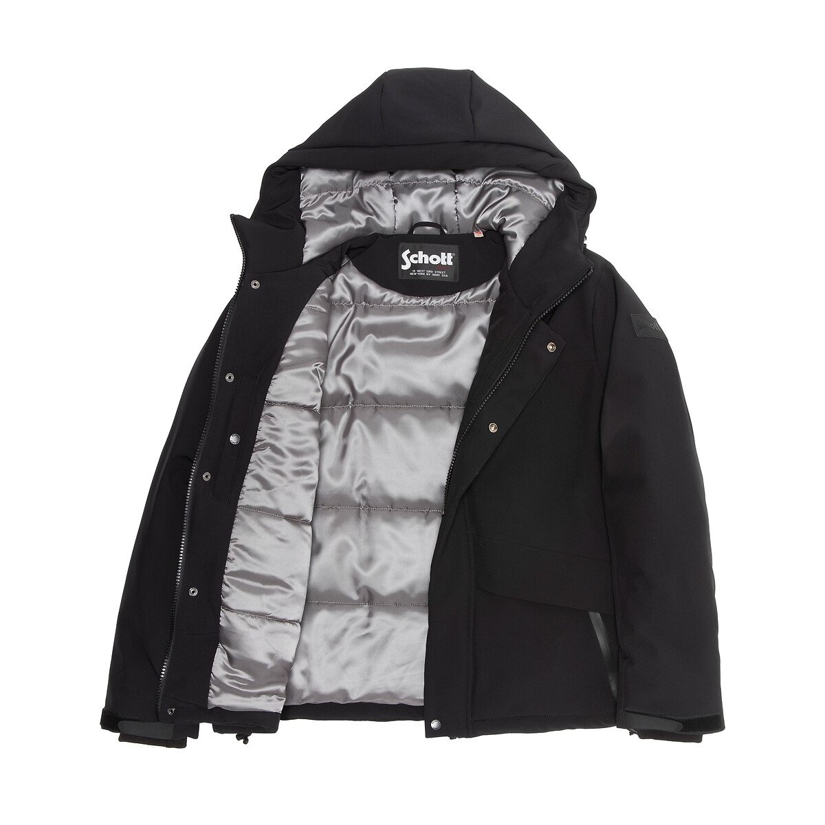 Blouson à capuche, en twill, CALWYN noir, SCHOTT