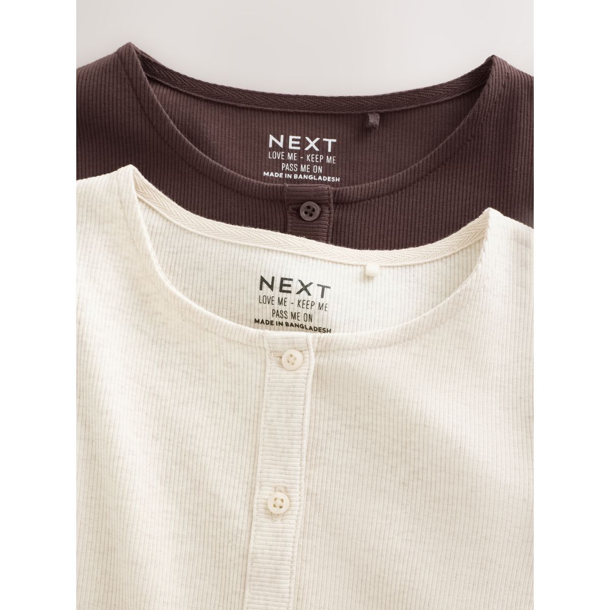 Cardigan côtelé à manches longues, lot de 2 crème/brun, NEXT