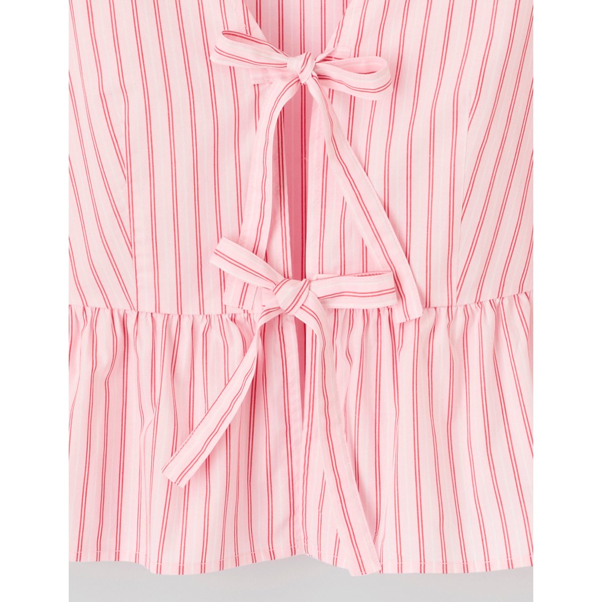 Blouse rayée à nouer rose pâle, BZB