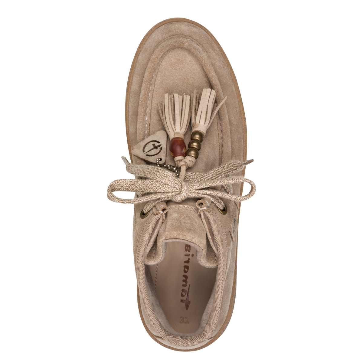 Basket en cuir marron taupe, TAMARIS