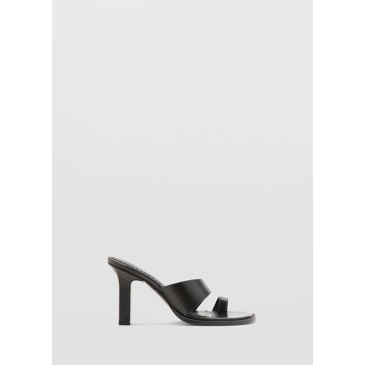 Sandales cuir talon bloc chocolat, MANGO