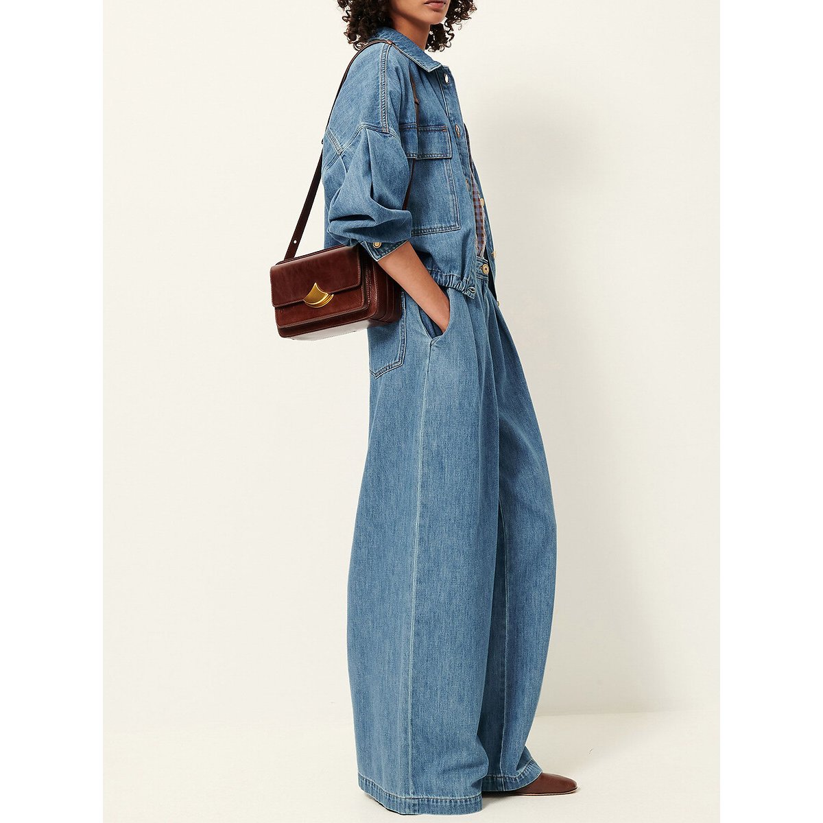 Veste courte en denim à manches longues et base coulissante, CAZANIM denim bleu, SESSUN