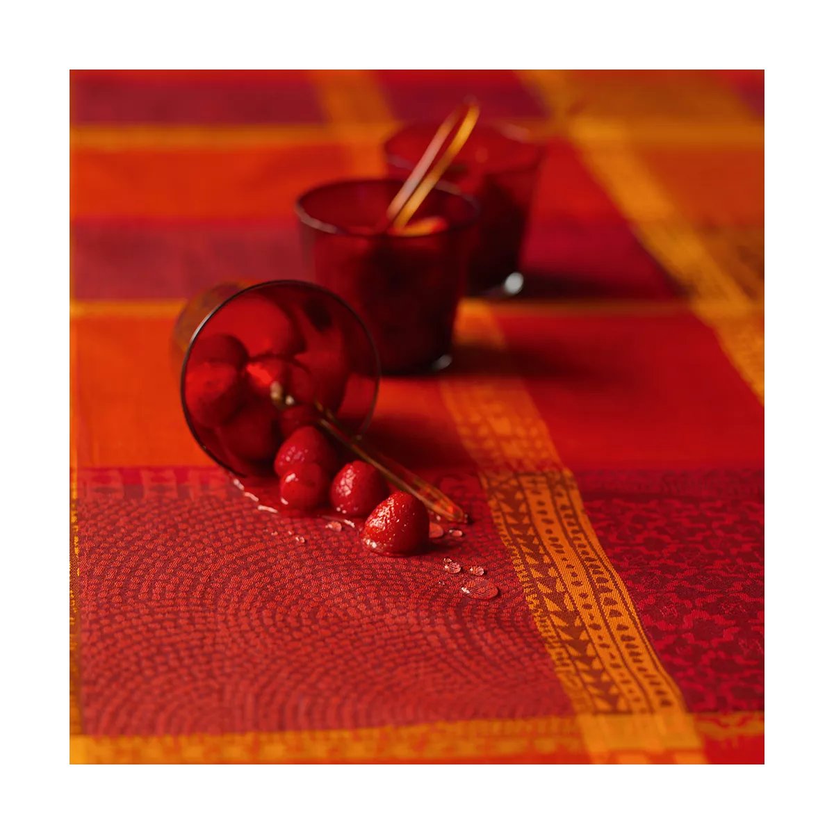 Nappe pur coton enduit MILLE WAX ketchup, GARNIER THIEBAUT