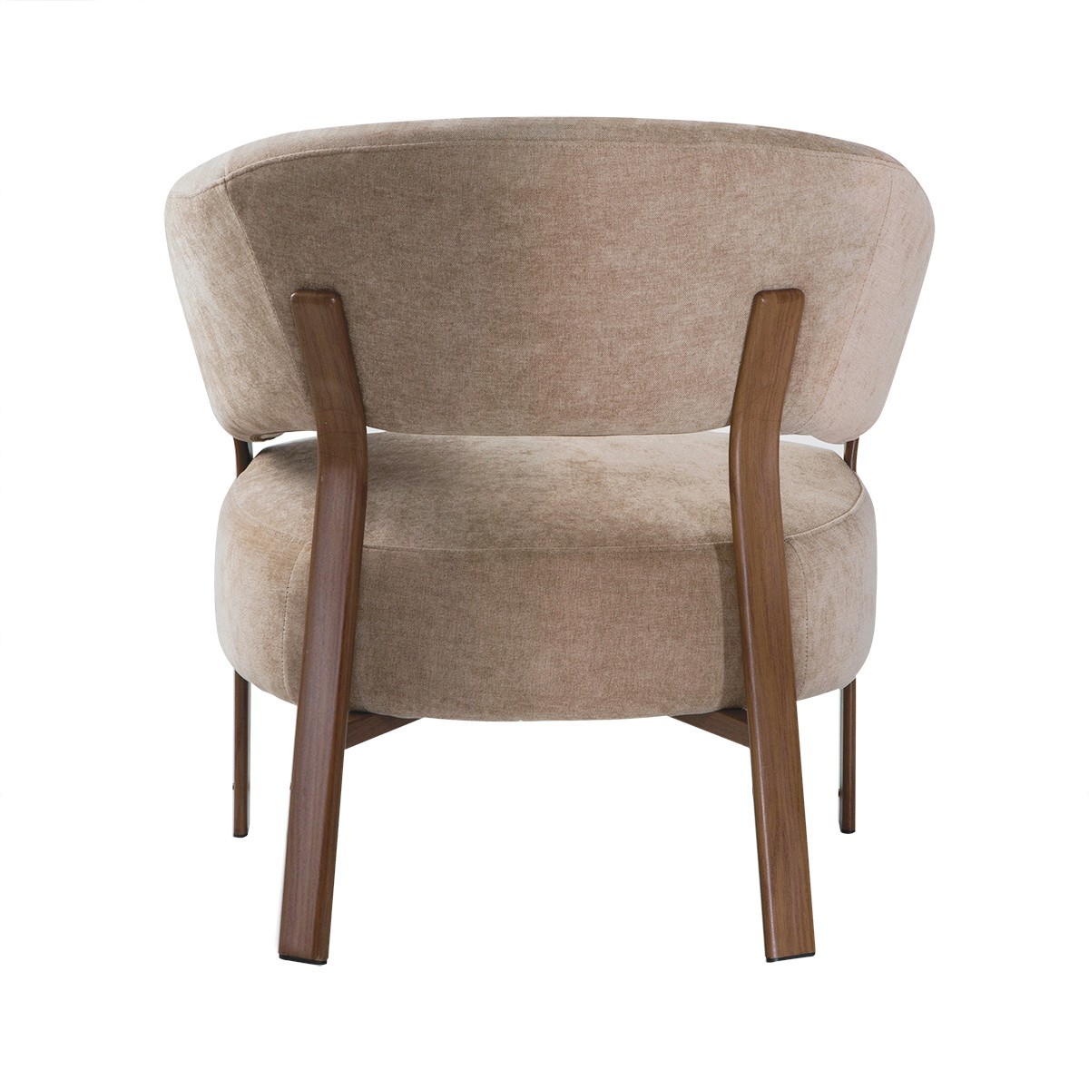 Fauteuil en tissu beige pieds effet noyer LIV beige, CALICOSY