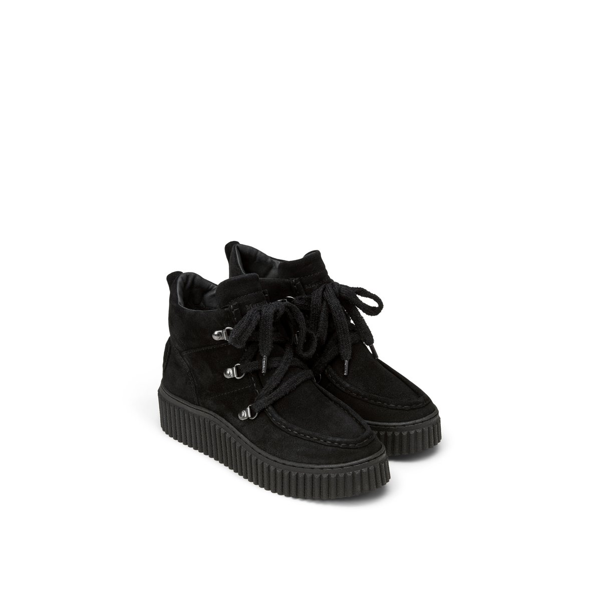 Bottes à lacets modèle Bianca avec semelle compensée rainurée marquante noir, MARC O'POLO