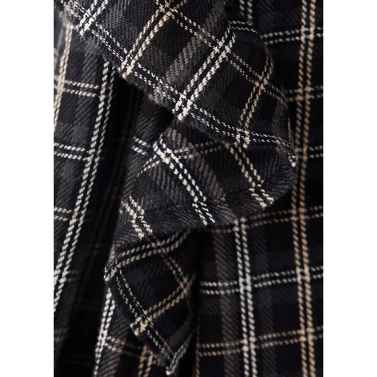 Blouse à carreaux détail volants noir, MANGO KIDS