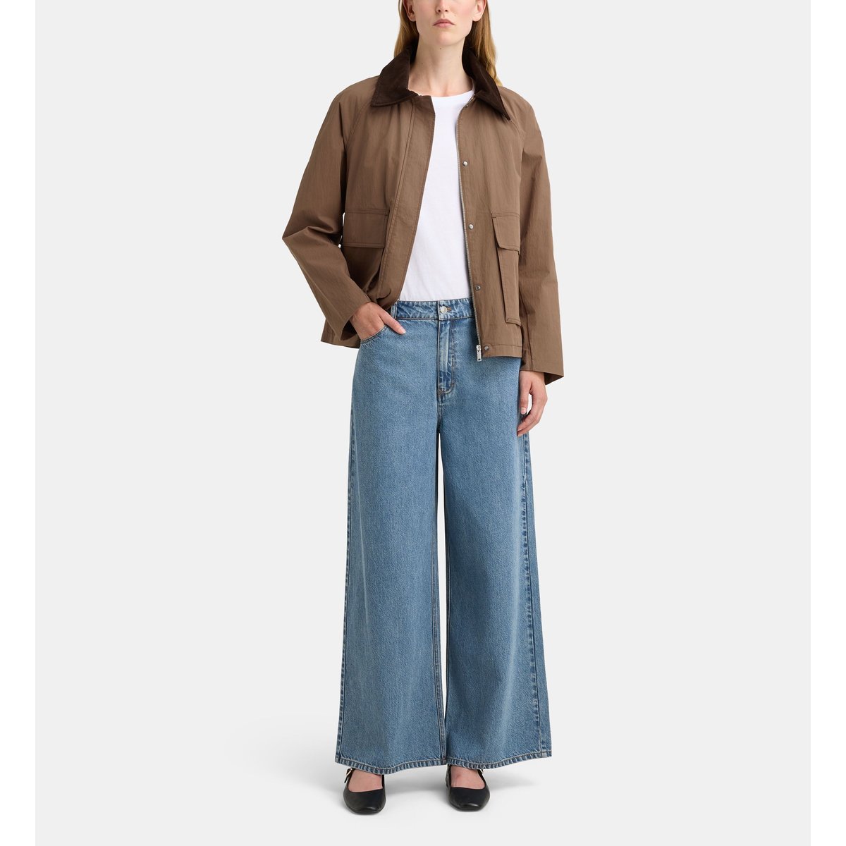 Veste droite faune col velours marron chocolat, GALERIES LAFAYETTE
