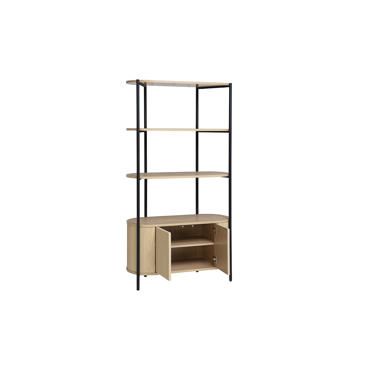 Bibliothèque avec rangements finition bois clair chêne et métal L100 cm ZORA couleur unique, MILIBOO