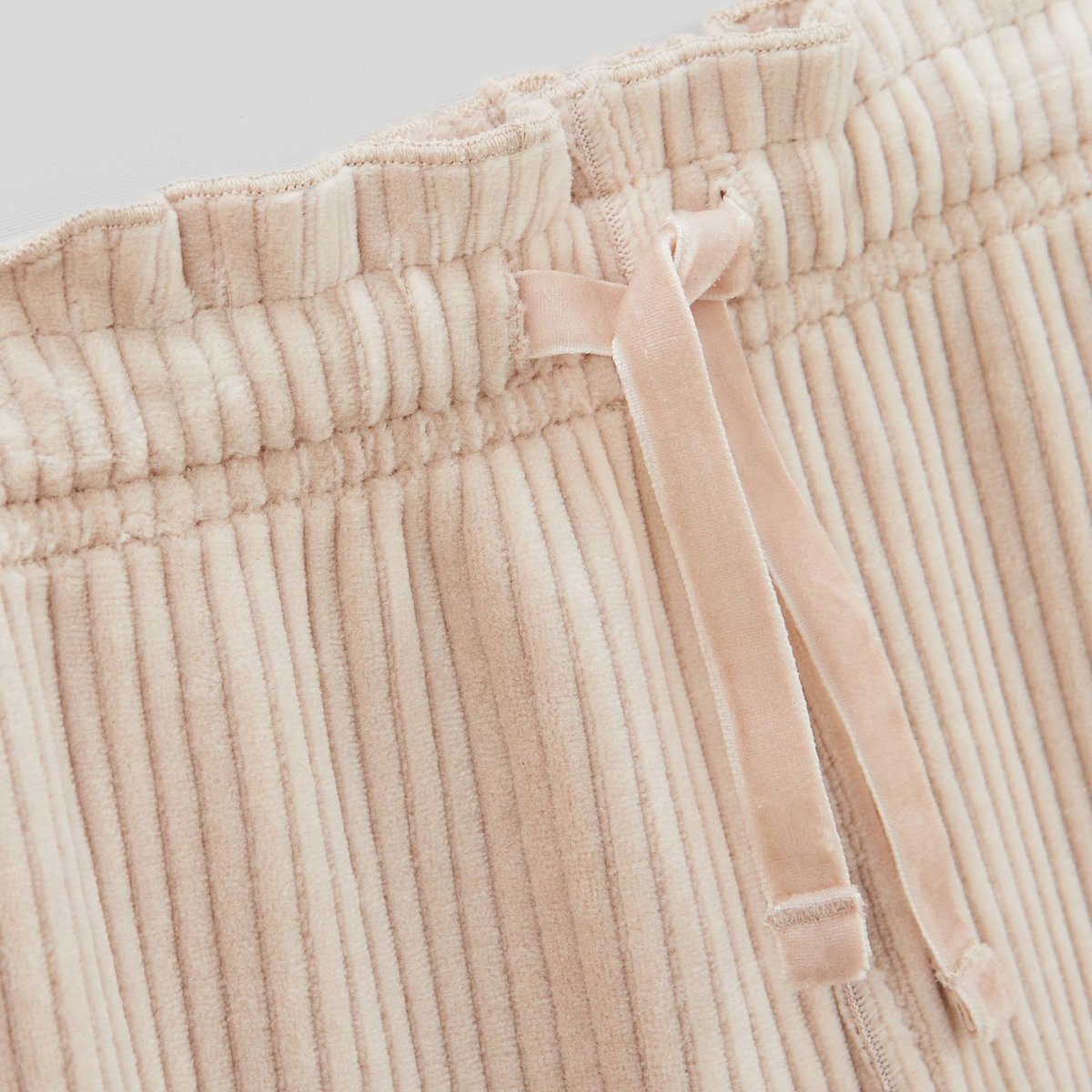 Pantalon taille élastique en velours maille uni contenant du coton calisson, BOUT'CHOU