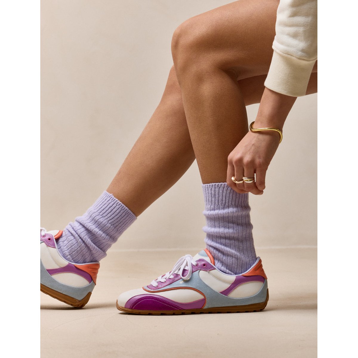 Baskets basses CHANTUA lilas turquoise orange, ODAJE
