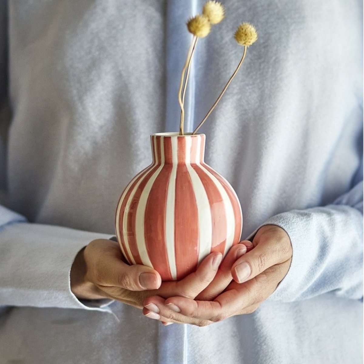Petit vase grès rayures Fian corail, BLOOMINGVILLE