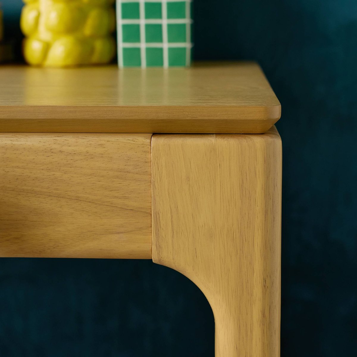 Bureau bois d'hévéa placage frêne 2 tiroirs ALIENOR naturel, SWEEEK
