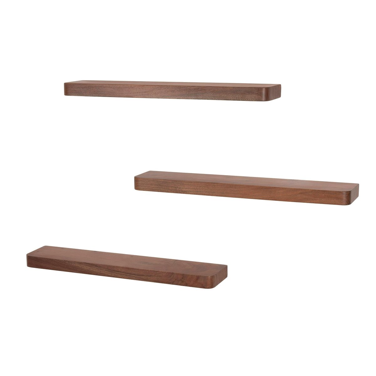 Etagère murale bois foncé à plateau épais 60 cm (lot de 3) NAKO marron, PIER IMPORT