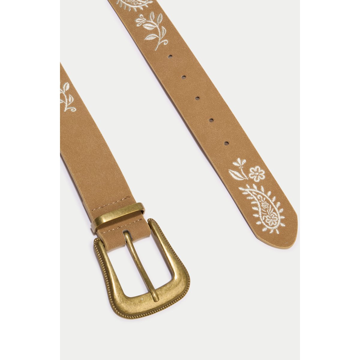 Ceinture large aspect daim broderie beige, CACHE CACHE