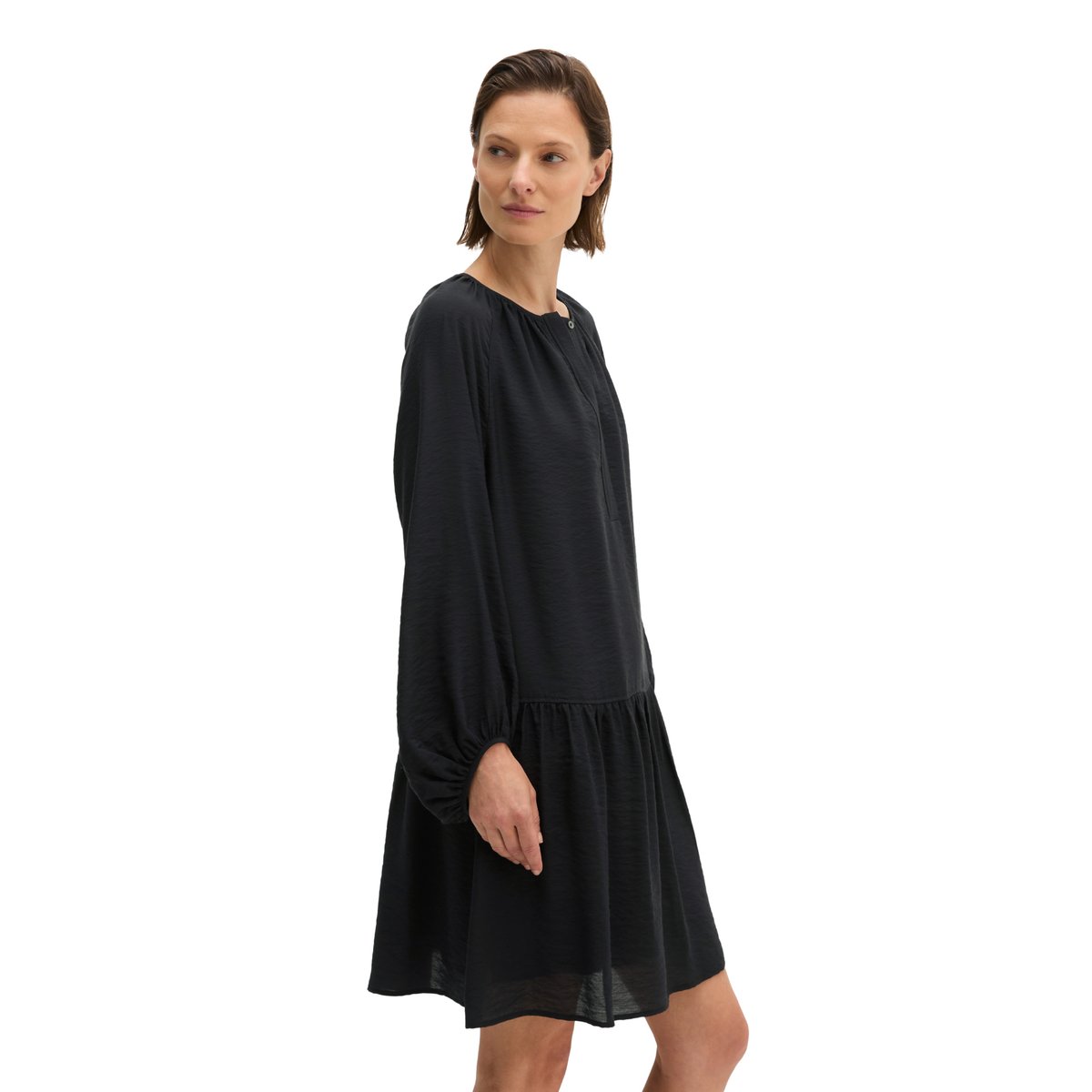 Robe crinkle A-Shape en mélange de viscose bleu foncé, MARC O'POLO
