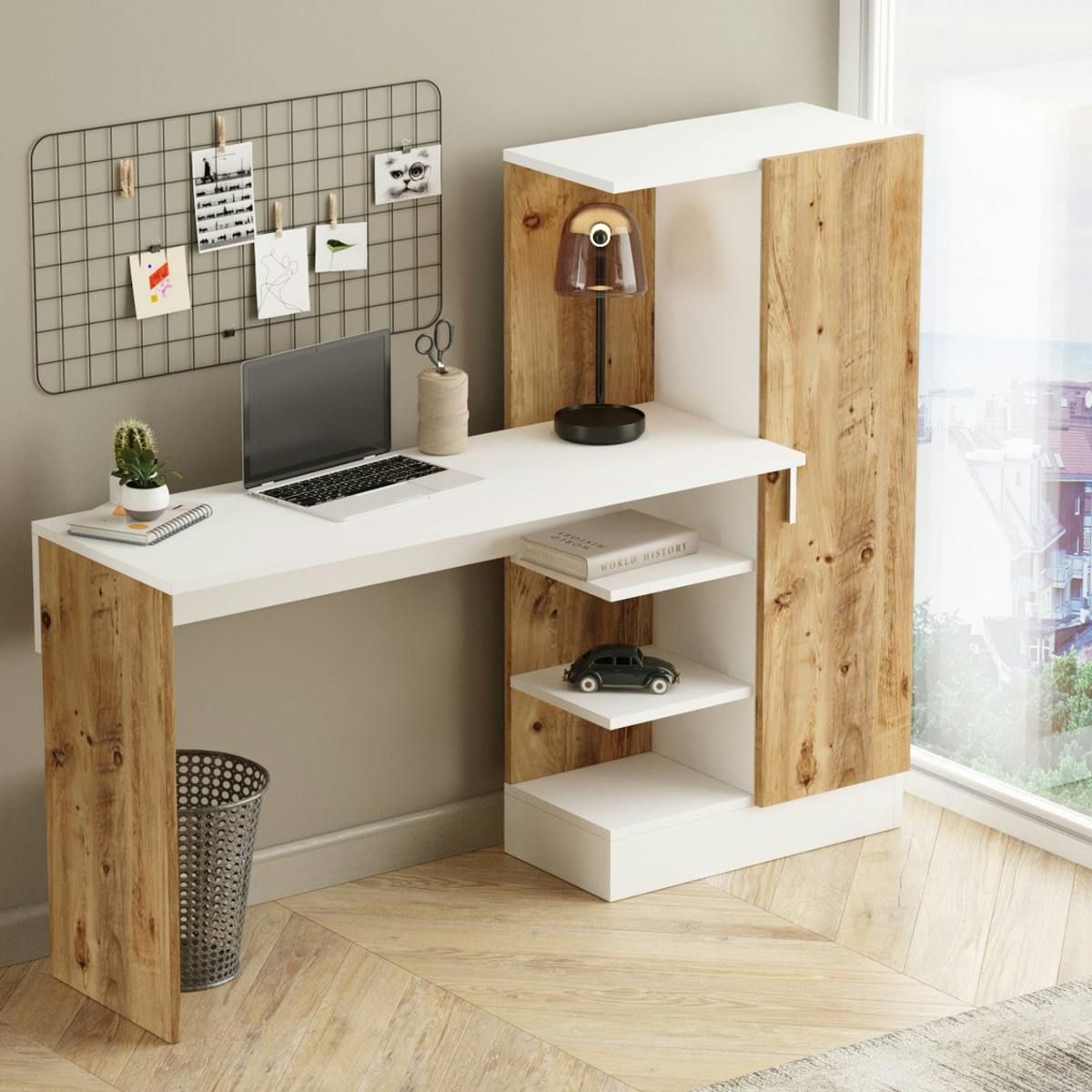 Bureau d'ado avec rangements étagères MARFA blanc, PIER IMPORT