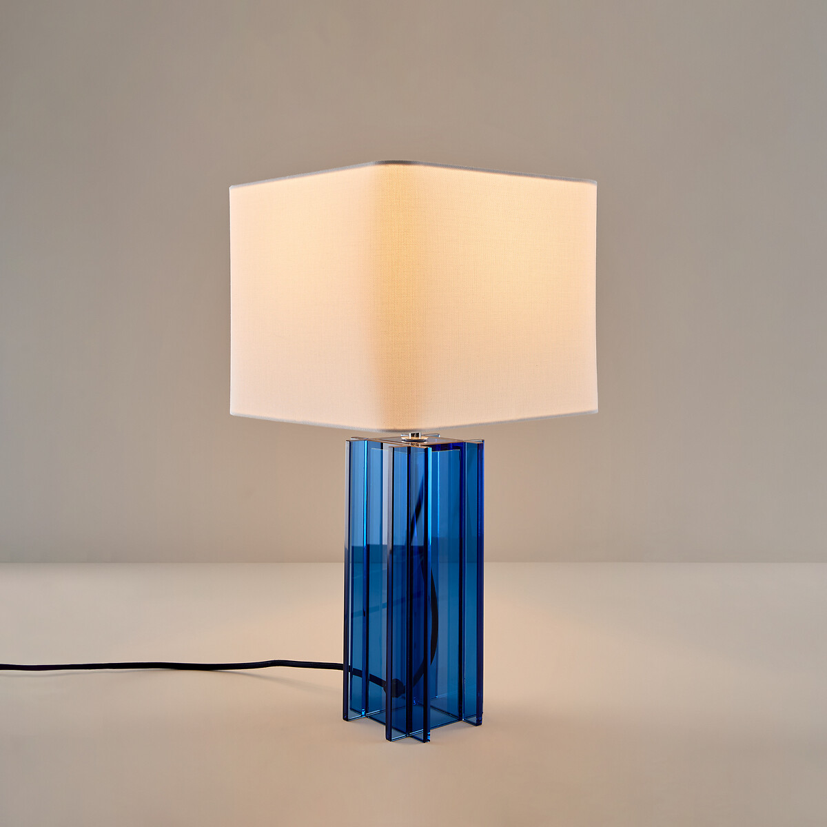 Bimo Table Lamp in Colourful Glass and Linen blue, LA REDOUTE INTERIEURS
