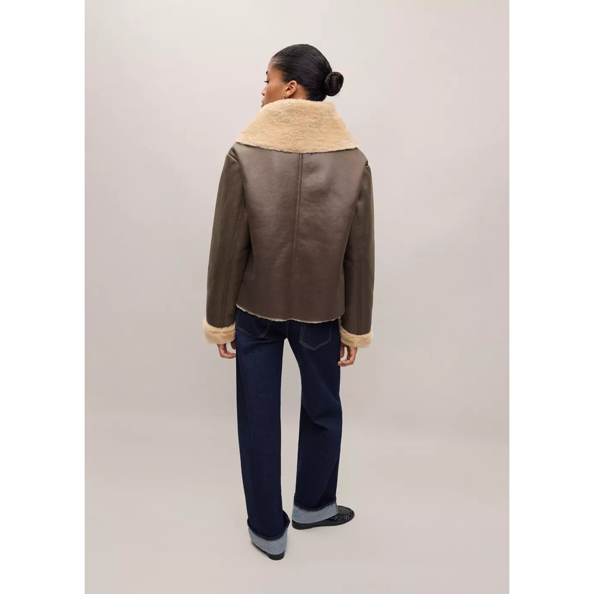 Manteau double face effet mouton marron, MANGO TEEN