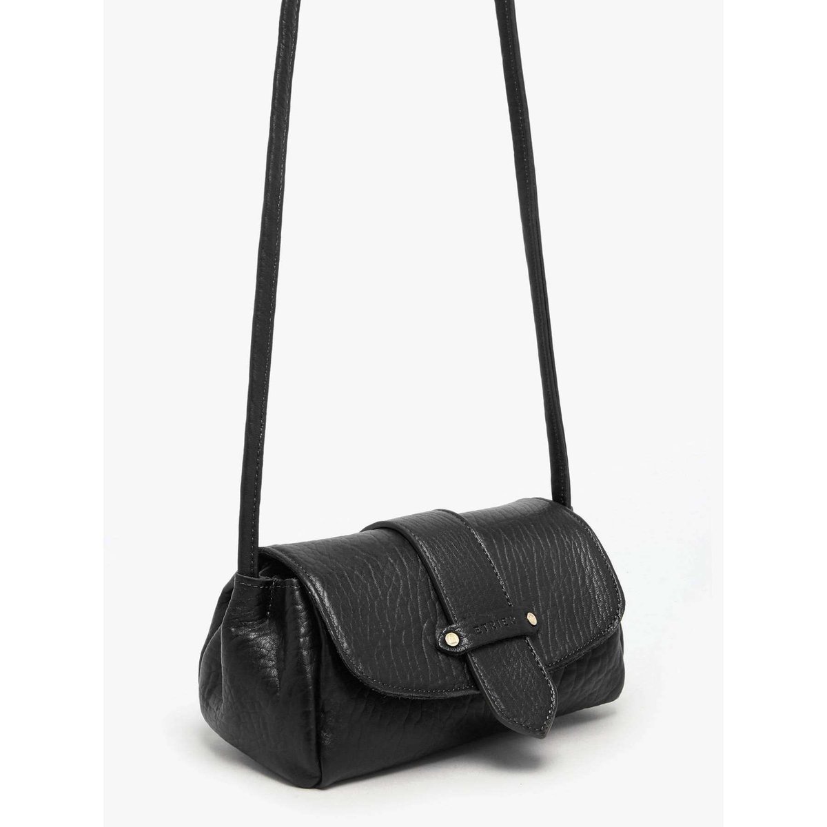 Sac bandoulière S Agnes cuir noir, ETRIER