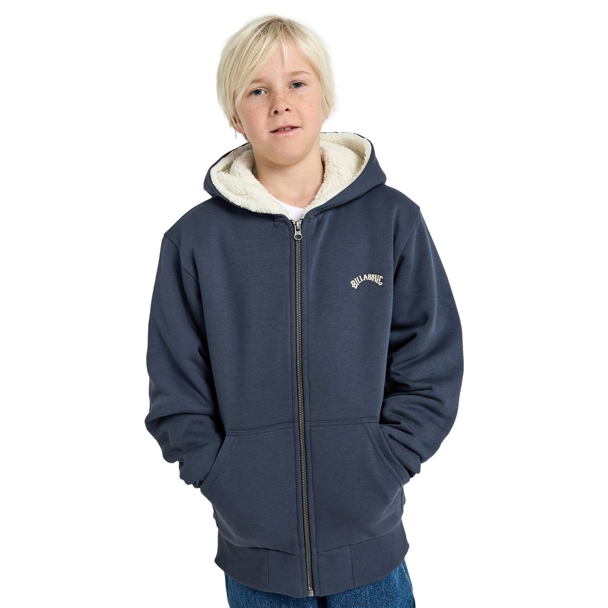 Sweat à capuche zippé ARCH SHERPA noir ombre blue, BILLABONG