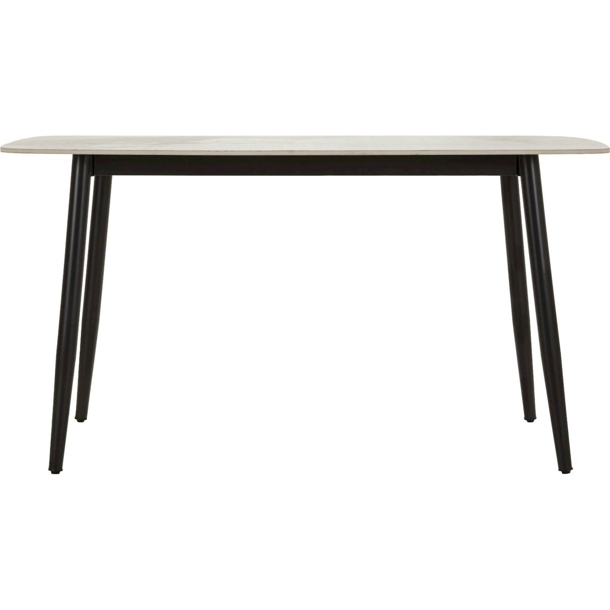 Table à manger céramique pieds en métal MODERN noir et blanc effet marbre, RECOLLECTION